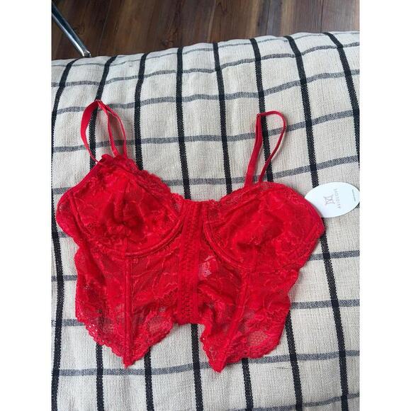 Avidlove Other - NWT AvidLove red long line lace bralette size S